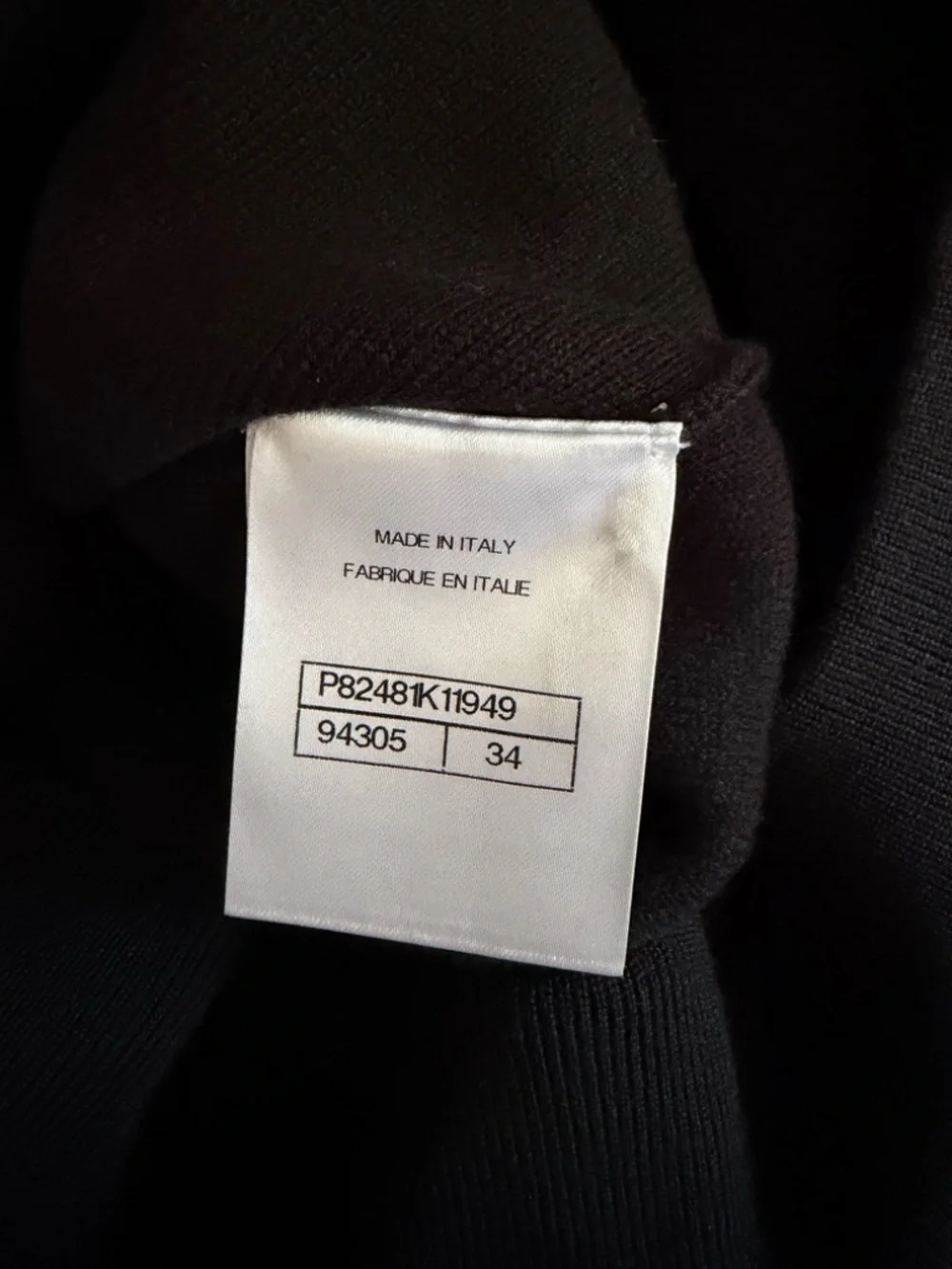 Chanel 26A Black Wool Quarter Zip Knitwear Size 34 Metiers D'art